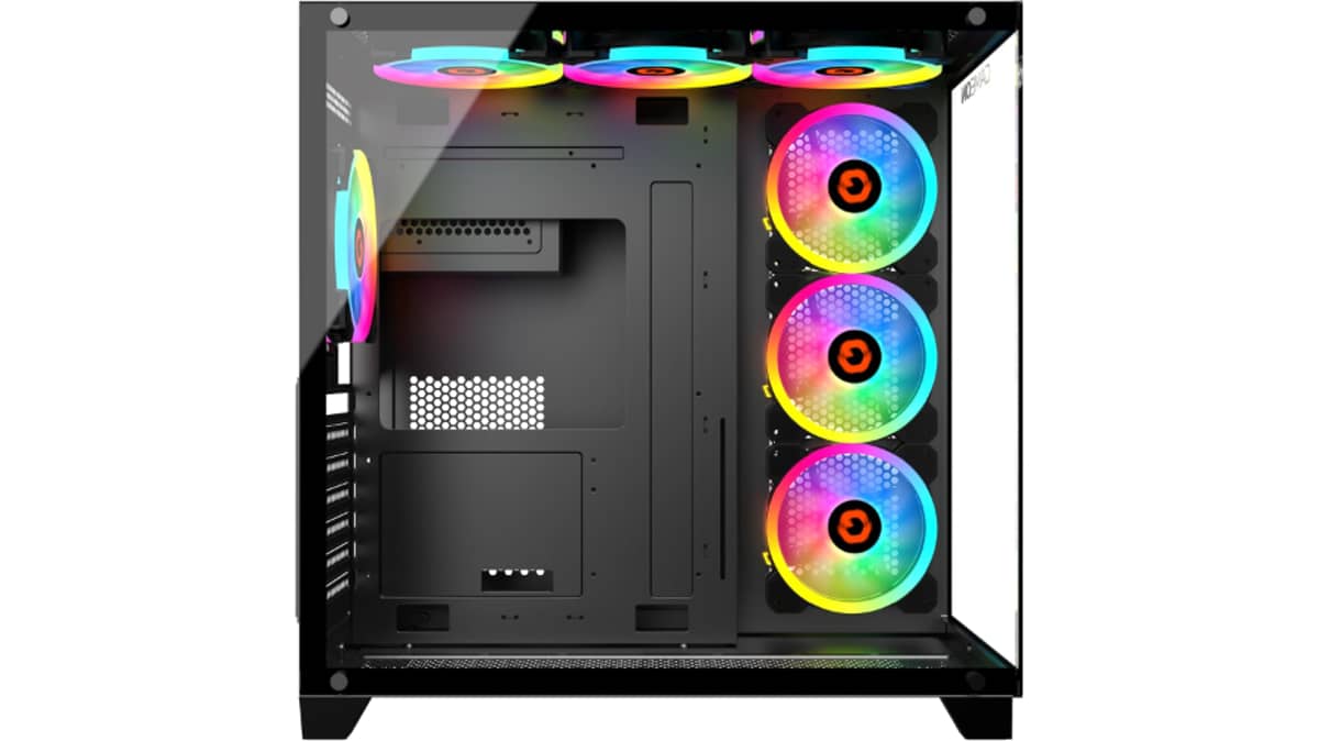 شتر gameon-emperor-midnight-series-7-fan-mid-tower-argbpwm-lighting-gaming-case-black