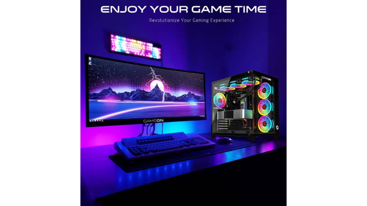 شتر gameon-emperor-midnight-series-7-fan-mid-tower-argbpwm-lighting-gaming-case-black