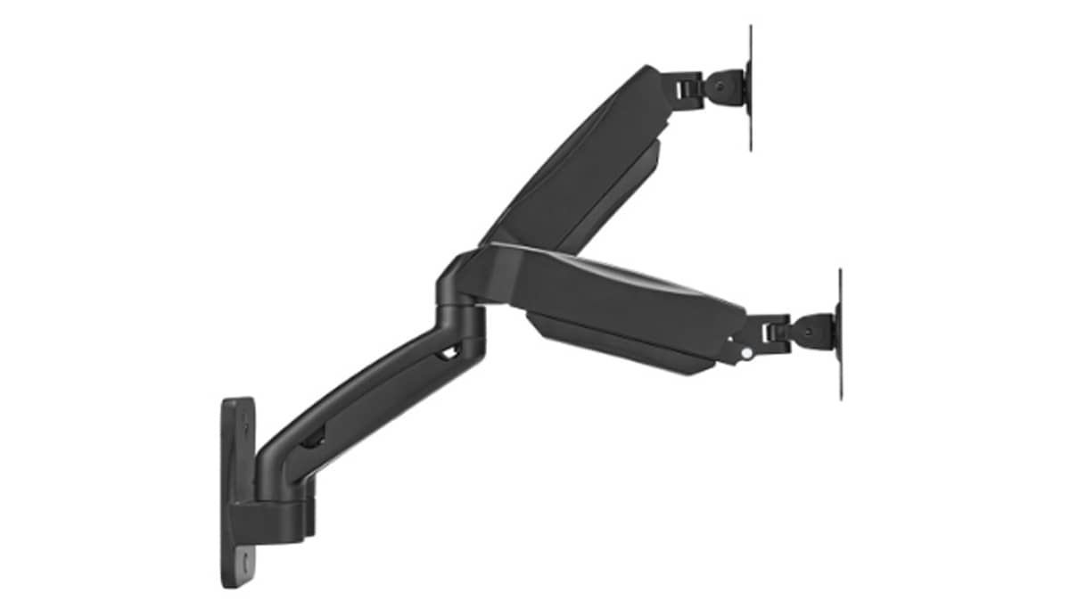 شتر gameon-fits-17-32-inch-economy-spring-assisted-wall-mount-dual-monitor-arm-for-gaming-and-office-use-black