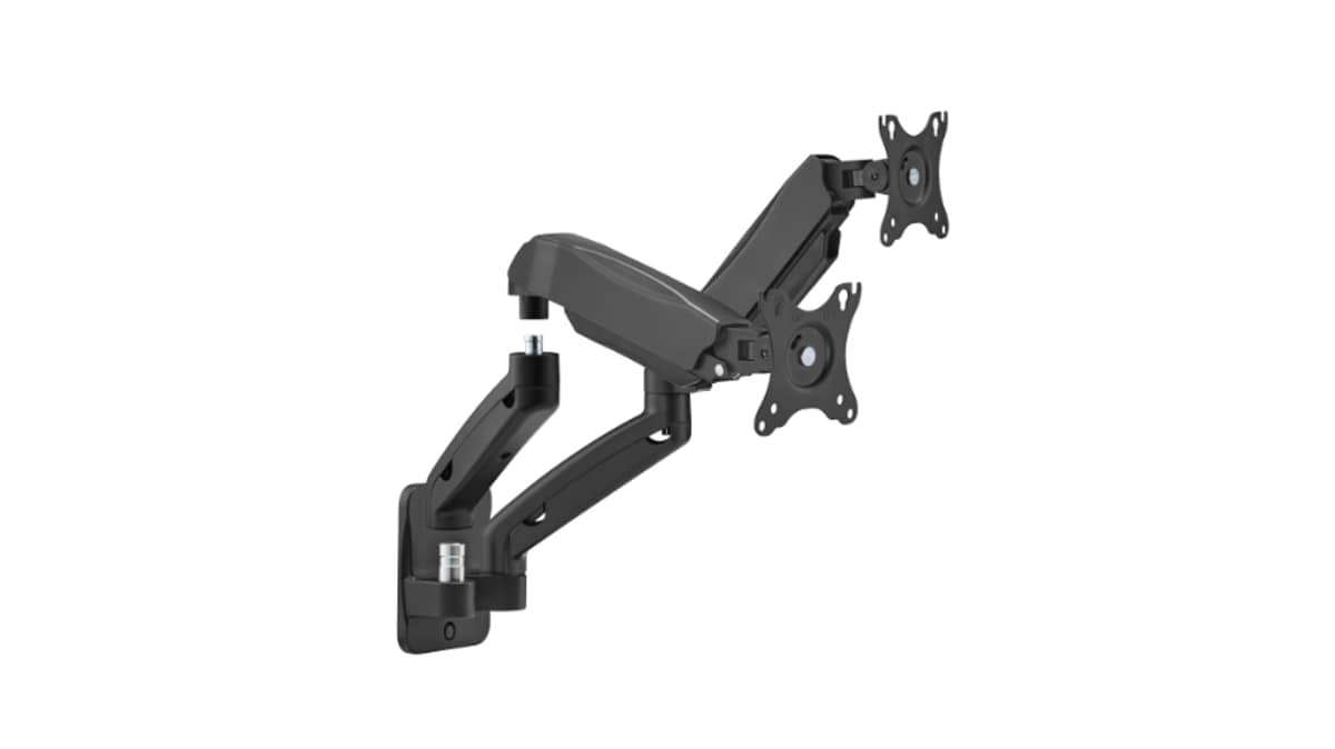 شتر gameon-fits-17-32-inch-economy-spring-assisted-wall-mount-dual-monitor-arm-for-gaming-and-office-use-black