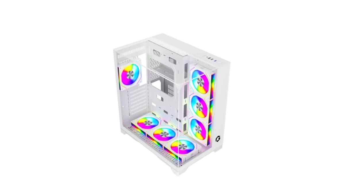 شتر gameon-valkyrie-i-series-7-fan-mid-tower-argbpwm-lighting-gaming-case-white