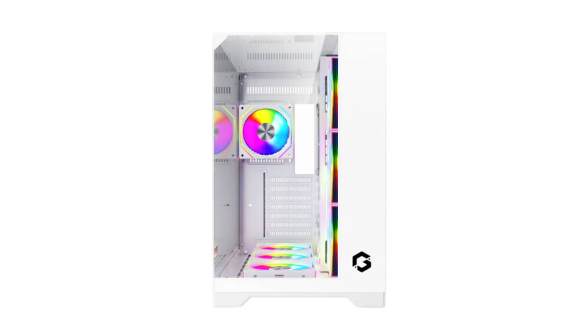شتر gameon-valkyrie-i-series-7-fan-mid-tower-argbpwm-lighting-gaming-case-white