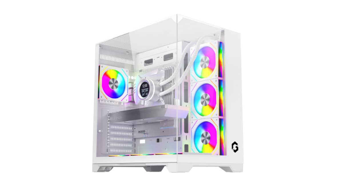 شتر gameon-valkyrie-i-series-7-fan-mid-tower-argbpwm-lighting-gaming-case-white