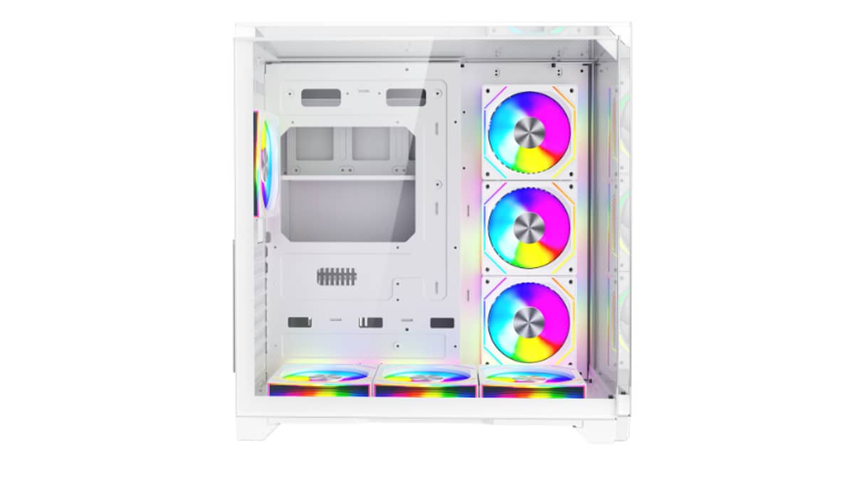 شتر gameon-valkyrie-i-series-7-fan-mid-tower-argbpwm-lighting-gaming-case-white