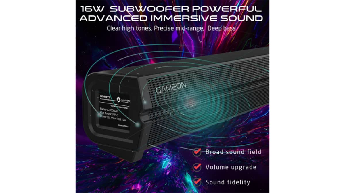 buy gameon-sonicstorm-x-wireless-rgb-gaming-soundbar-black
