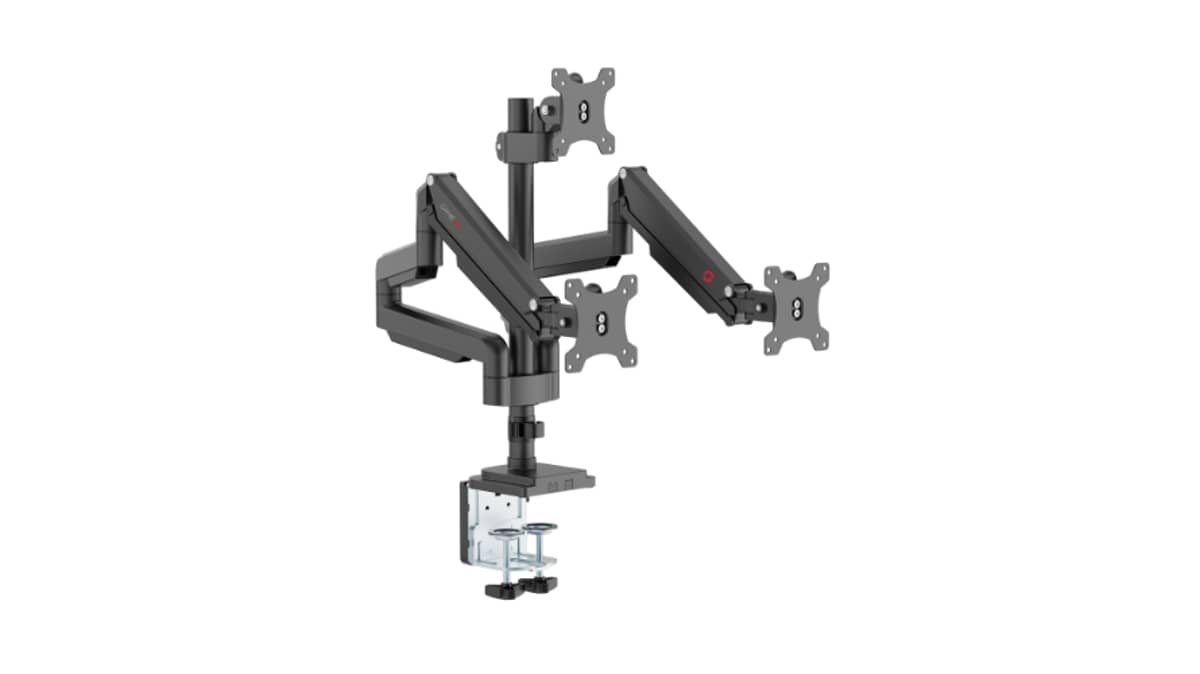 buy gameon-fits-17-30-inch-triple-monitor-arm-for-gaming-and-office-black