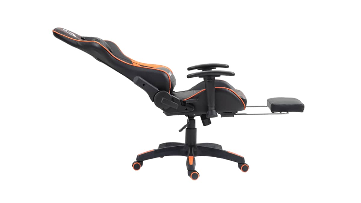 buy gameon-go-bc4d-bo-gaming-chair-with-adjustable-2d-armrest-and-foot-rest-orange-and-black