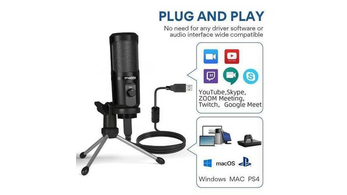شتر maono-caster-rgb-usb-gaming-microphone-with-mic-gain-black