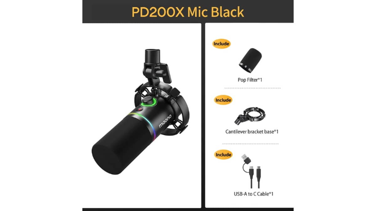 شتر maono-usbxlr-dynamic-microphone-black