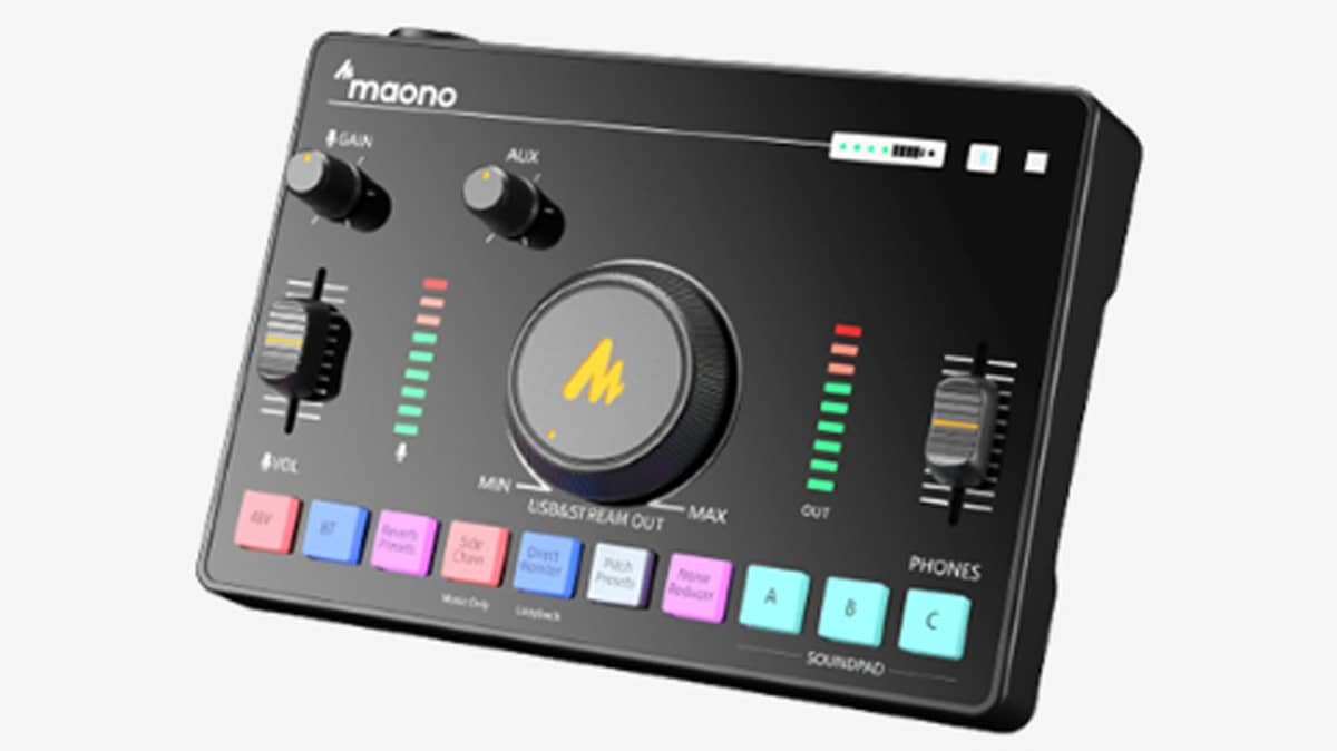 buy maono-one-stop-streaming-audio-mixer-and-sound-card-black