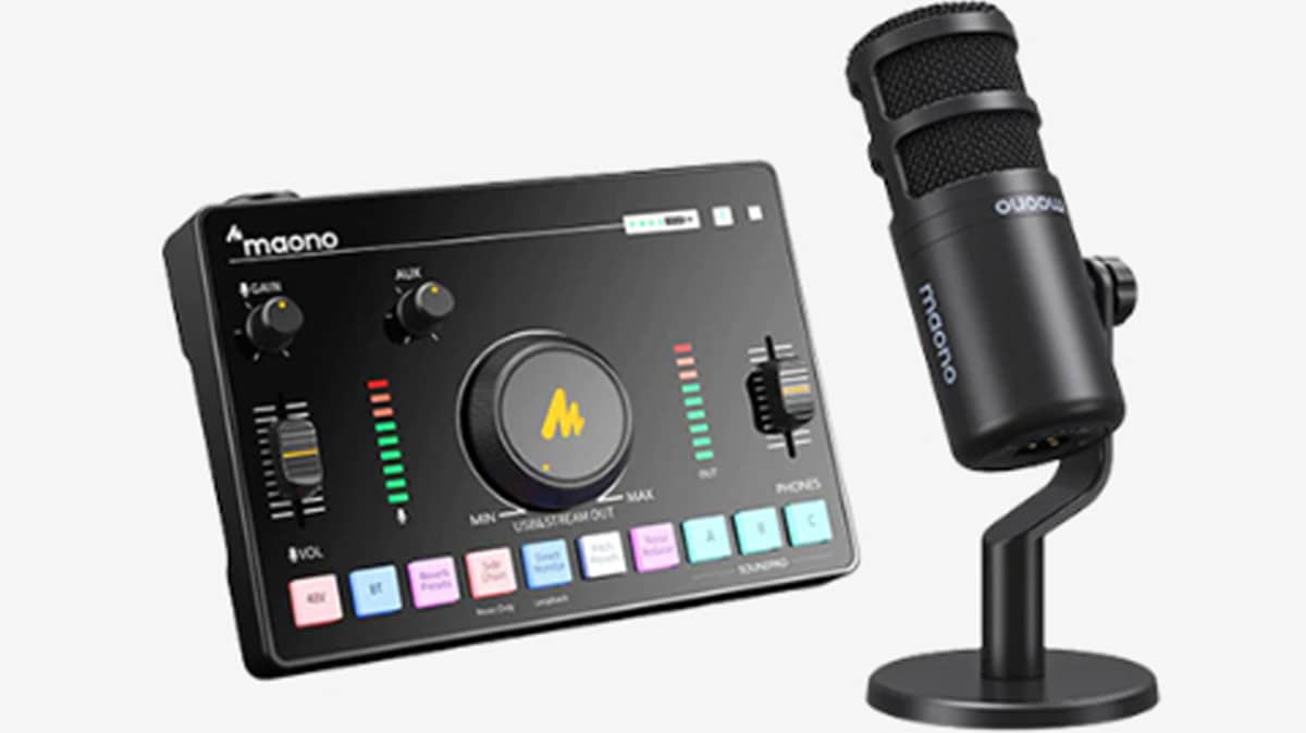 buy maono-one-stop-streaming-audio-mixer-and-sound-card-black