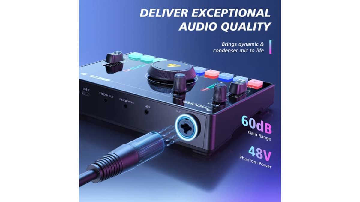 buy maono-one-stop-streaming-audio-mixer-and-sound-card-black