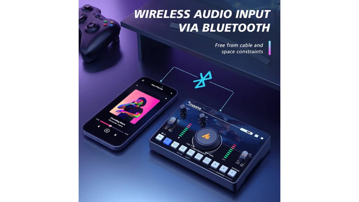 buy maono-one-stop-streaming-audio-mixer-and-sound-card-black