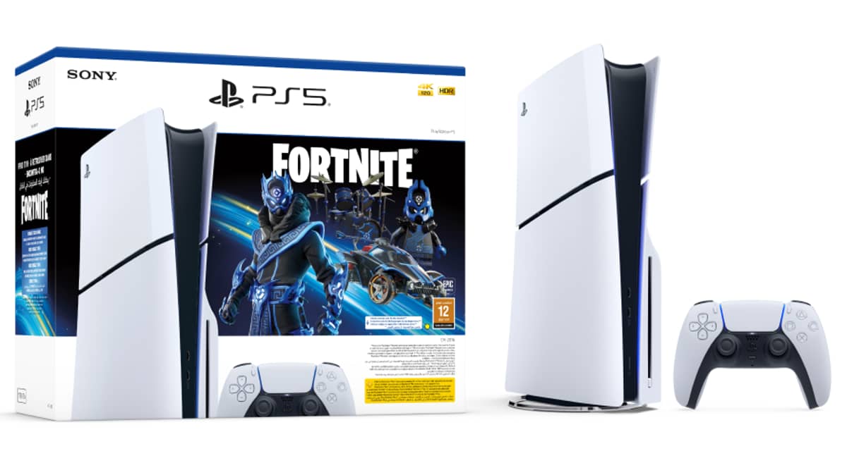شتر playstation-5-slim-bluray-disc-console-with-fortnite-cobalt-star-dlc-voucher-bundle