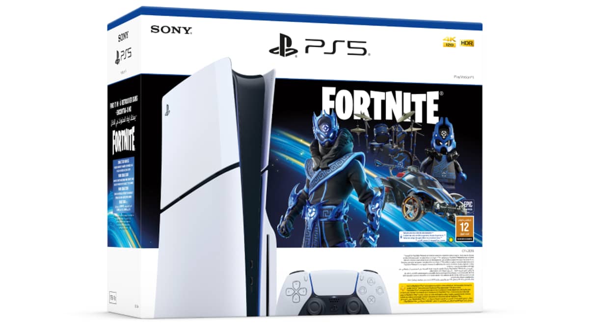 شتر playstation-5-slim-bluray-disc-console-with-fortnite-cobalt-star-dlc-voucher-bundle