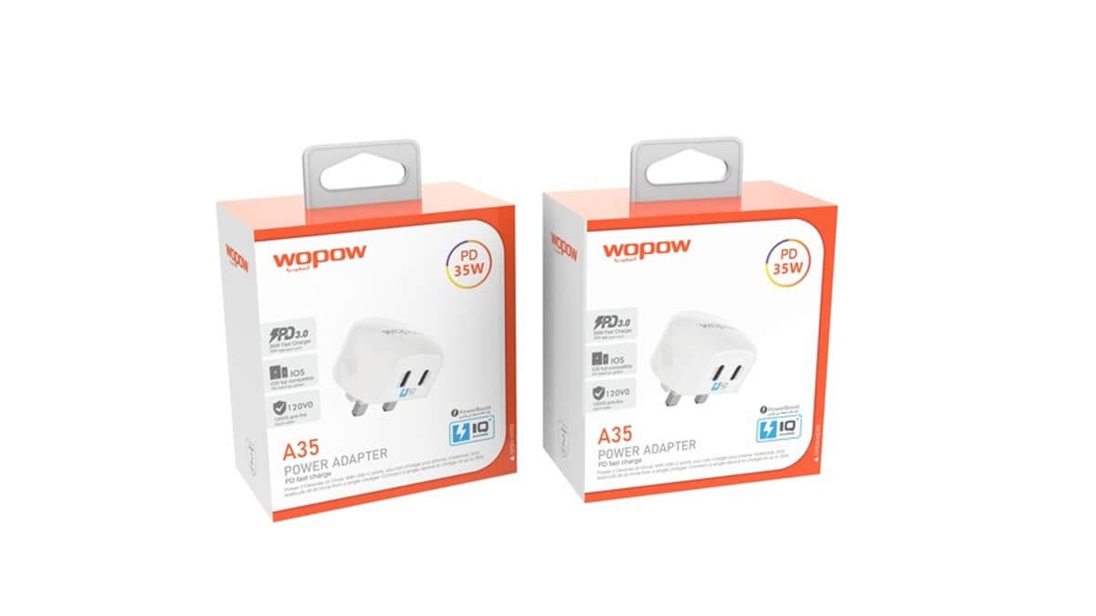 شتر wopow-a35-wall-charger-35w-pd-2ports-typec-white