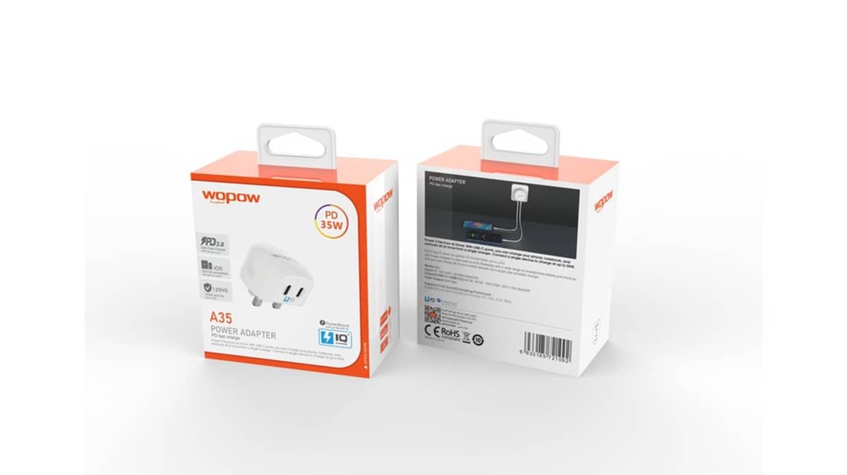 شتر wopow-a35-wall-charger-35w-pd-2ports-typec-white