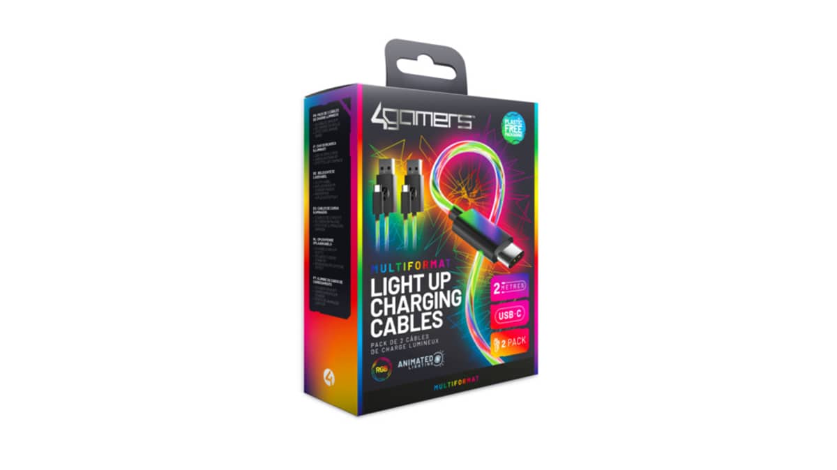 شتر 4gamers-light-up-charging-cables-multiformat-2m-twin-pack