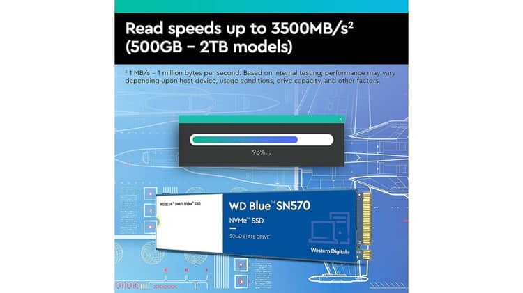 Disque SSD WD Blue SN570 1 To M.2 NVMe